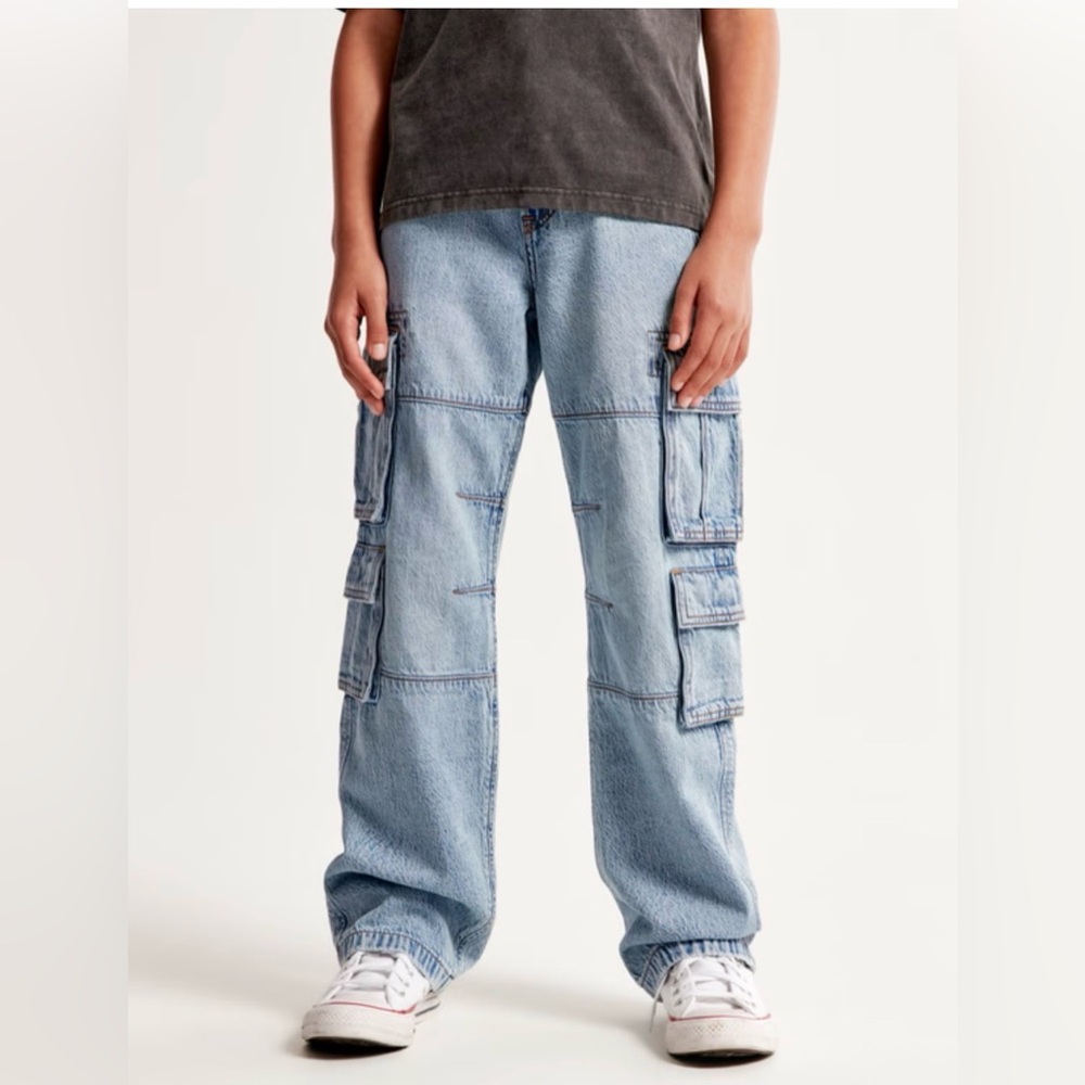 ABERCROMBIE KIDS Big Boys Baggy Cargo Denim Pants Sz 13-14 years old